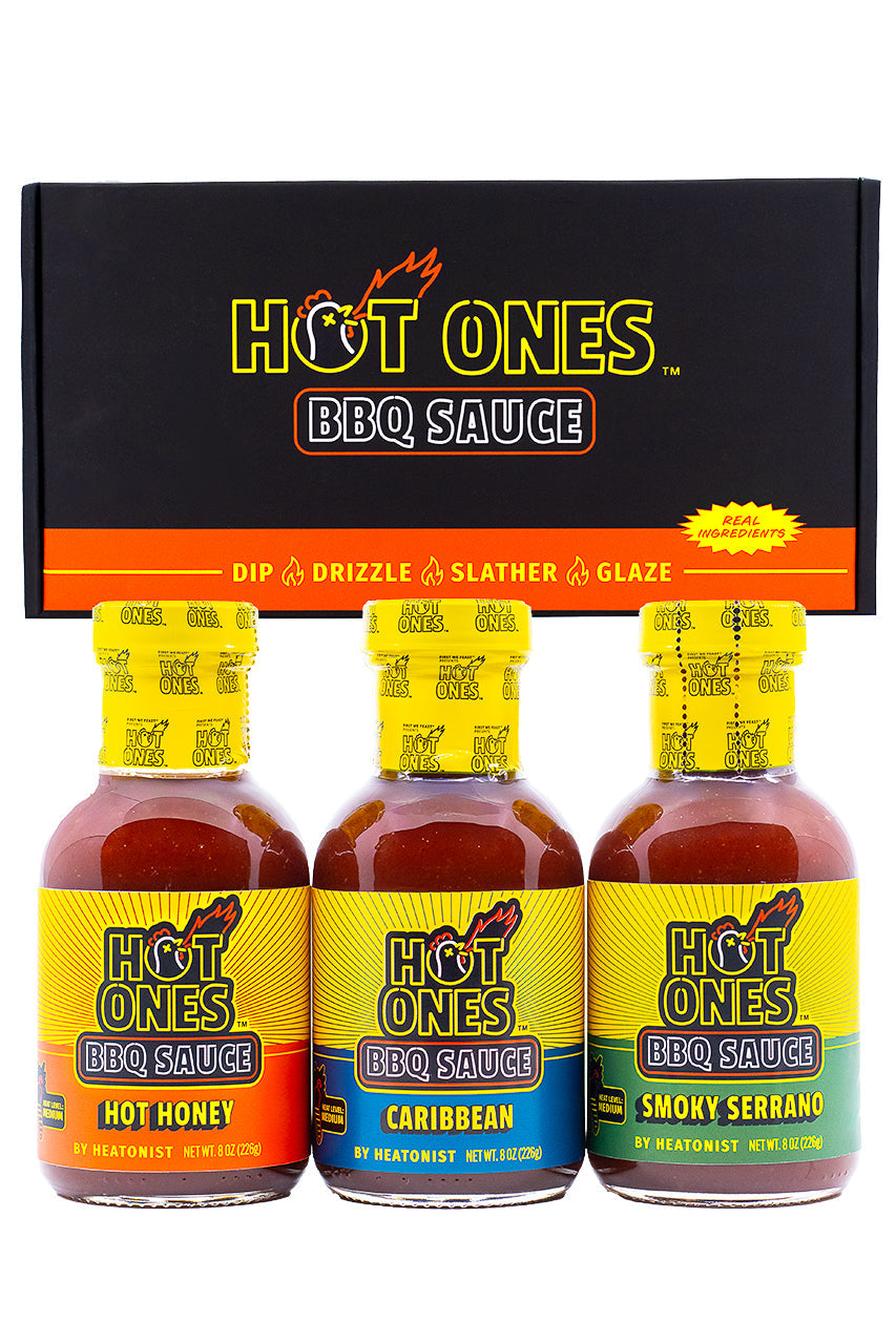 Hot Ones BBQ Trio Pack (Hot Honey / Caribbean / Smoked Serrano) W7